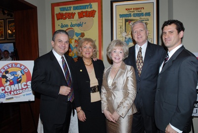Steve Geppi, Darla Strouse, Dr. Nancy Grasmick, John Snyder of Diamond, and Jonathan Yaged of Disney Publishing Worldwide